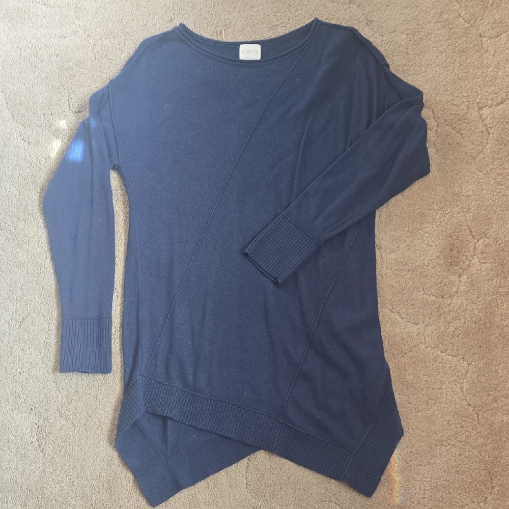 Chico's Midnight Blue Asymmetrical Sweater